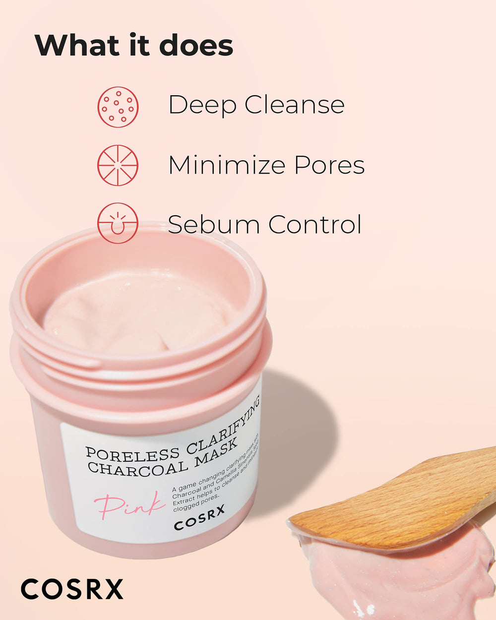 COSRX Pink Pore Charcoal Mask jar closeup highlights color-change effect
