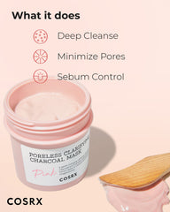 COSRX Pink Pore Charcoal Mask jar closeup highlights color-change effect