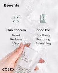 COSRX Pure Fit Cica Cleansing Oil with plant oils delivering hydration during makeup removal.