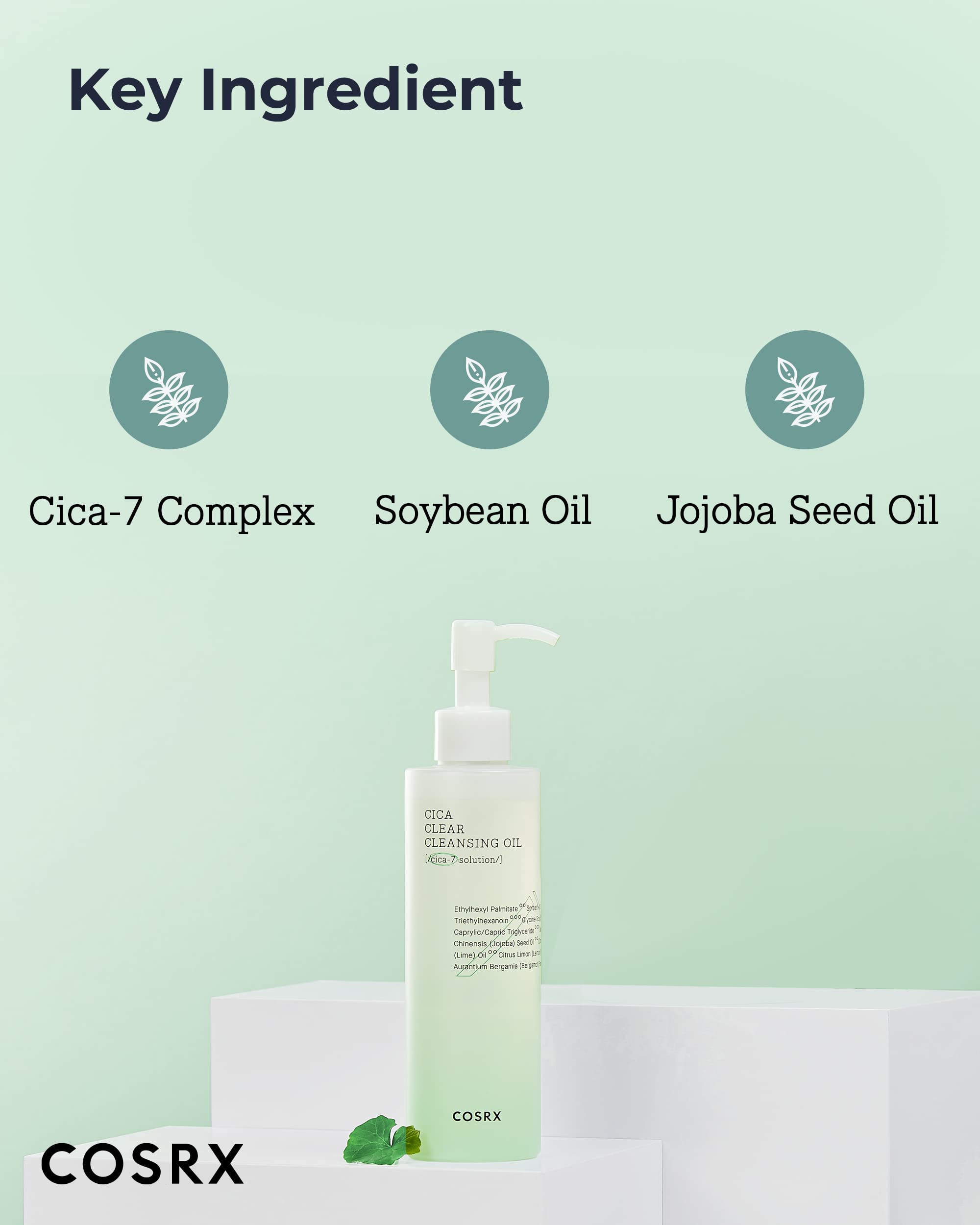 Pump-action COSRX Pure Fit Cica Cleansing Oil in use on skin.