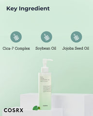 Pump-action COSRX Pure Fit Cica Cleansing Oil in use on skin.