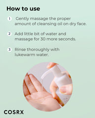 COSRX Pure Fit Cica Cleansing Oil on skin showing soothing effect and barrier support.