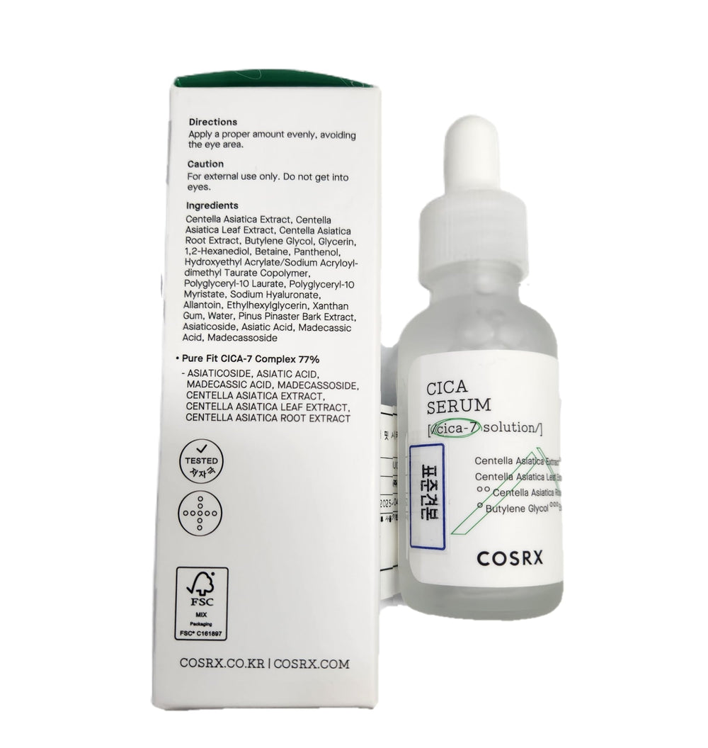 COSRX Pure Fit Cica Serum texture close-up—lightweight hydration and quick absorption.
