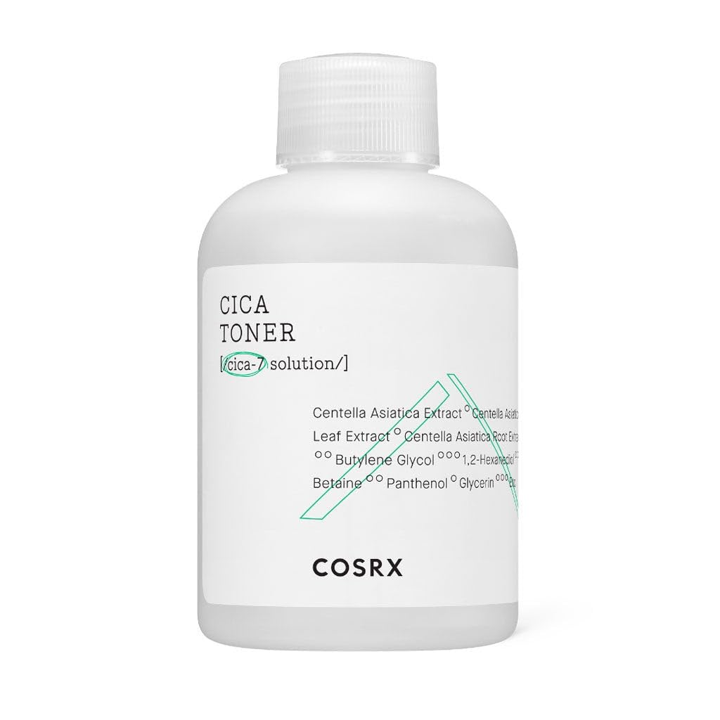 COSRX Pure Fit CICA Toner with cotton pad application scene.