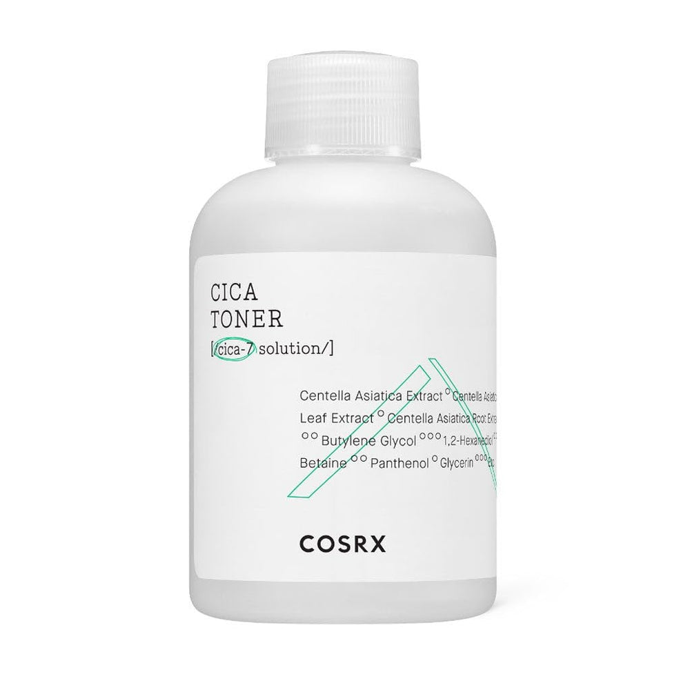 COSRX Pure Fit CICA Toner with cotton pad application scene.