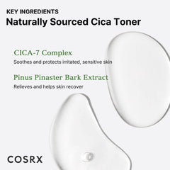 COSRX Pure Fit CICA Toner packaging detail highlights clean ingredients.