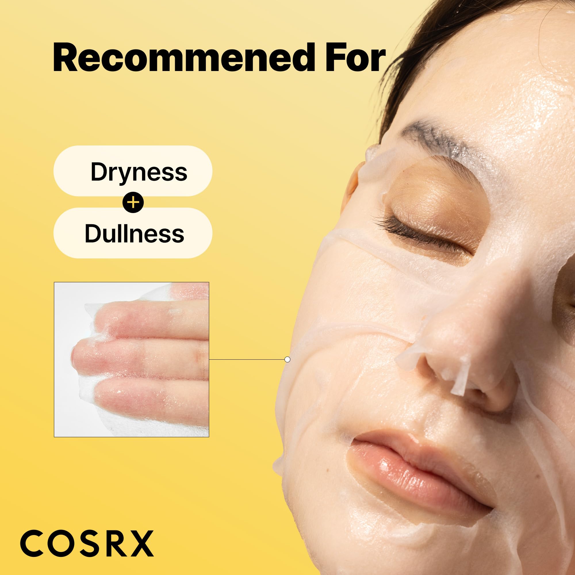 COSRX Snail Mucin Sheet Mask on face during application for soothing care.