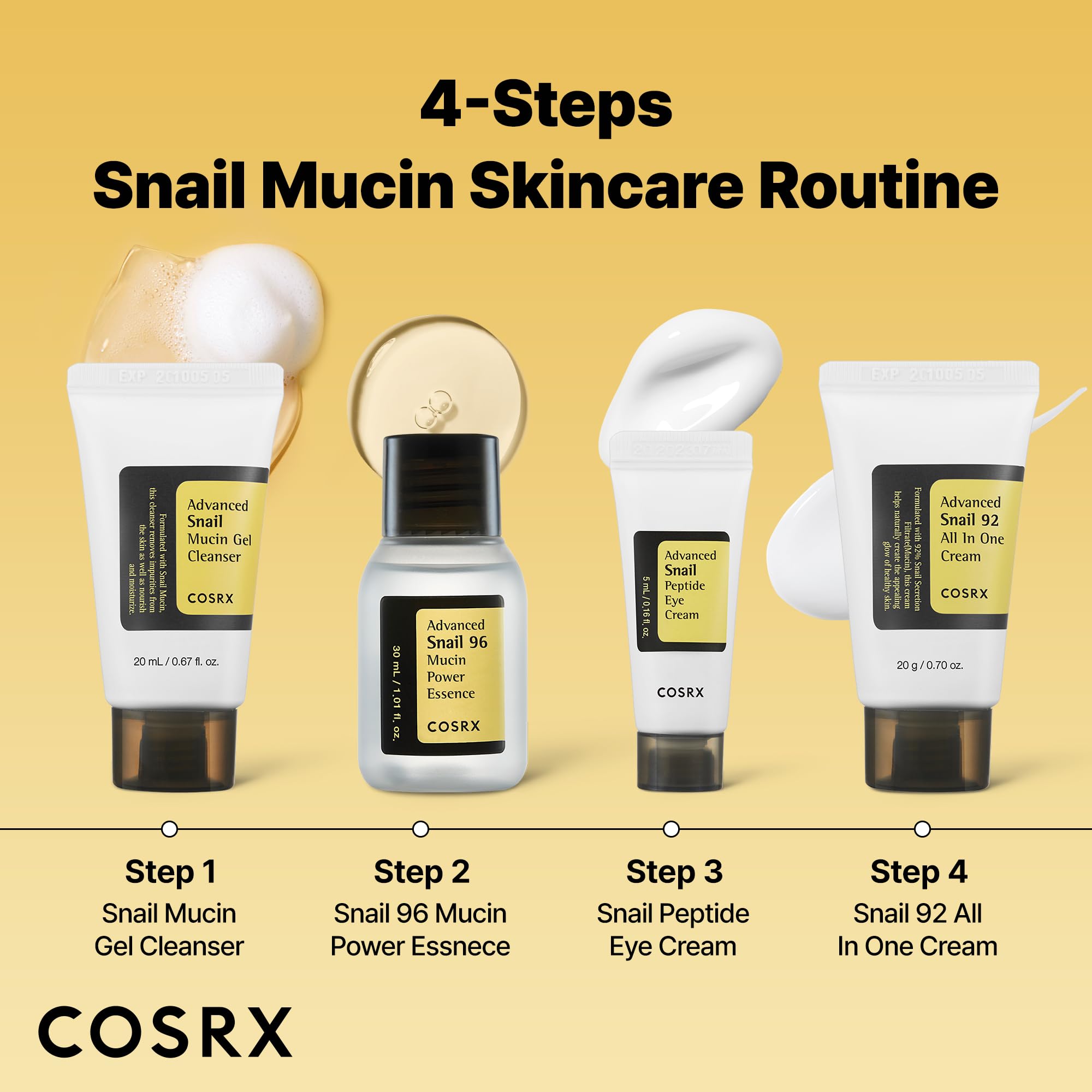 COSRX Snail Peptide Eye Cream targets dark circles and fine lines with snail filtrate.