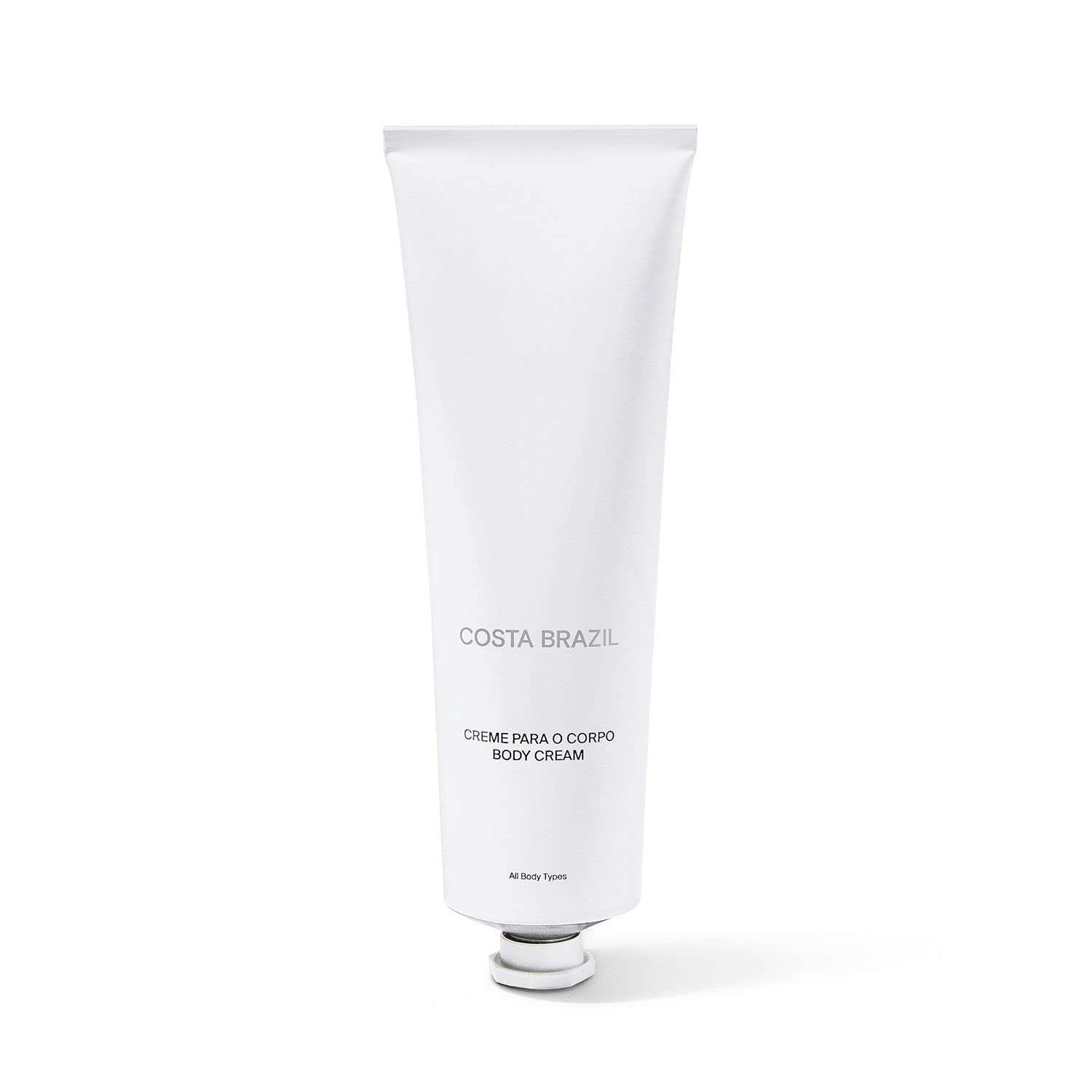 Costa Brazil body cream jar close-up showing rich hydration and fragrance-free formula.