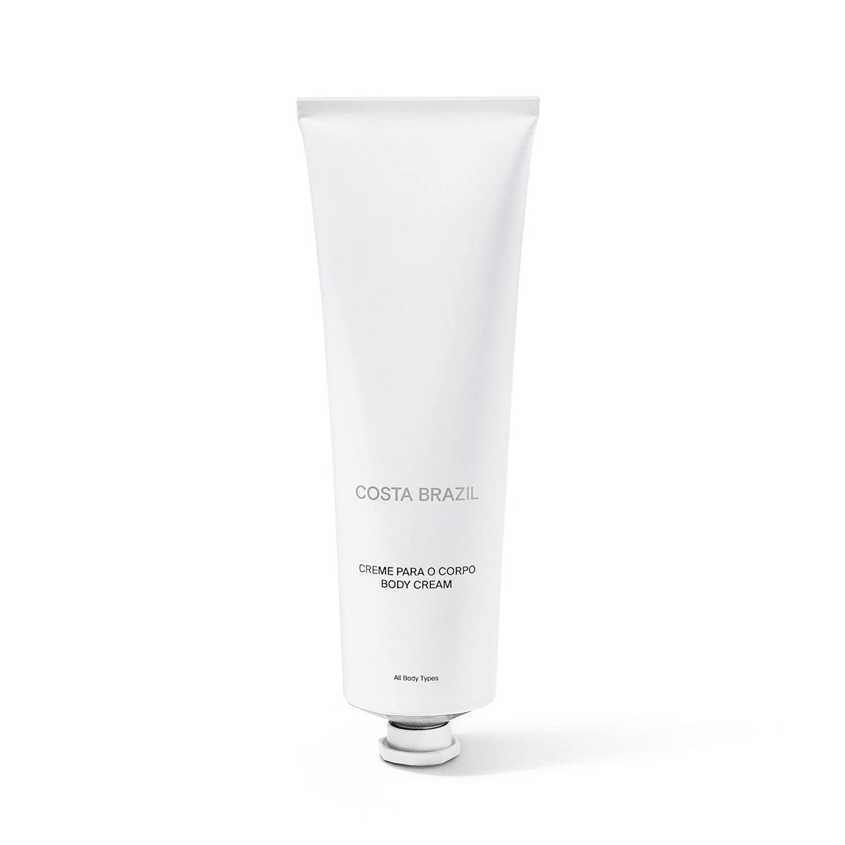 Costa Brazil body cream jar close-up showing rich hydration and fragrance-free formula.