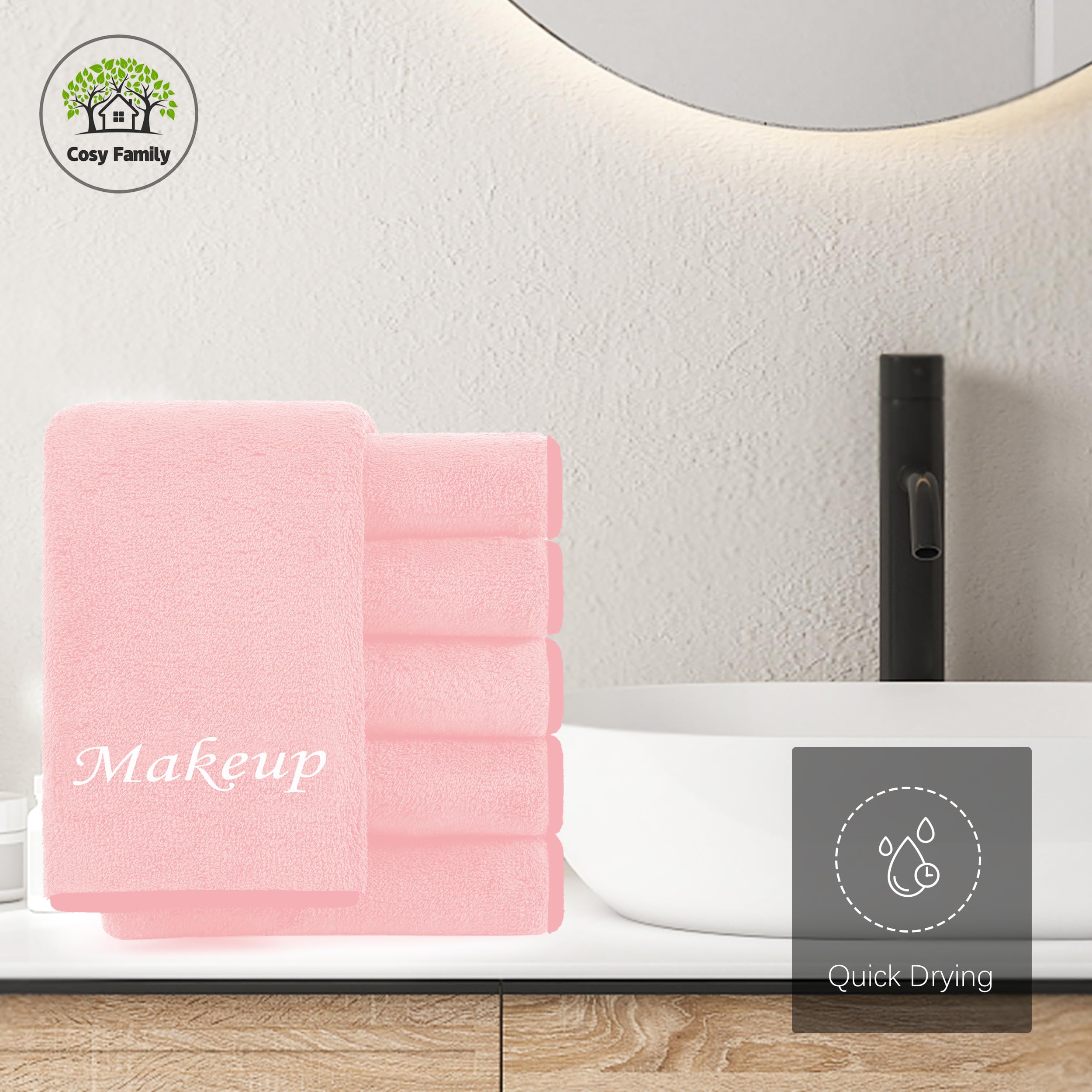 Cosy Family microfiber cloths remove all makeup types, including eye makeup and glitter.