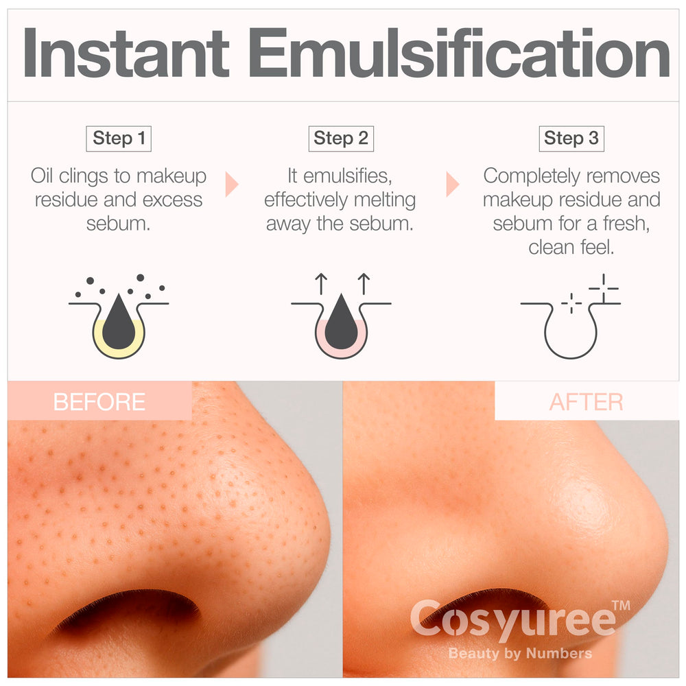 Cosyuree Collagen Face Oil Cleanser Texture emphasizes smooth application and pore care.