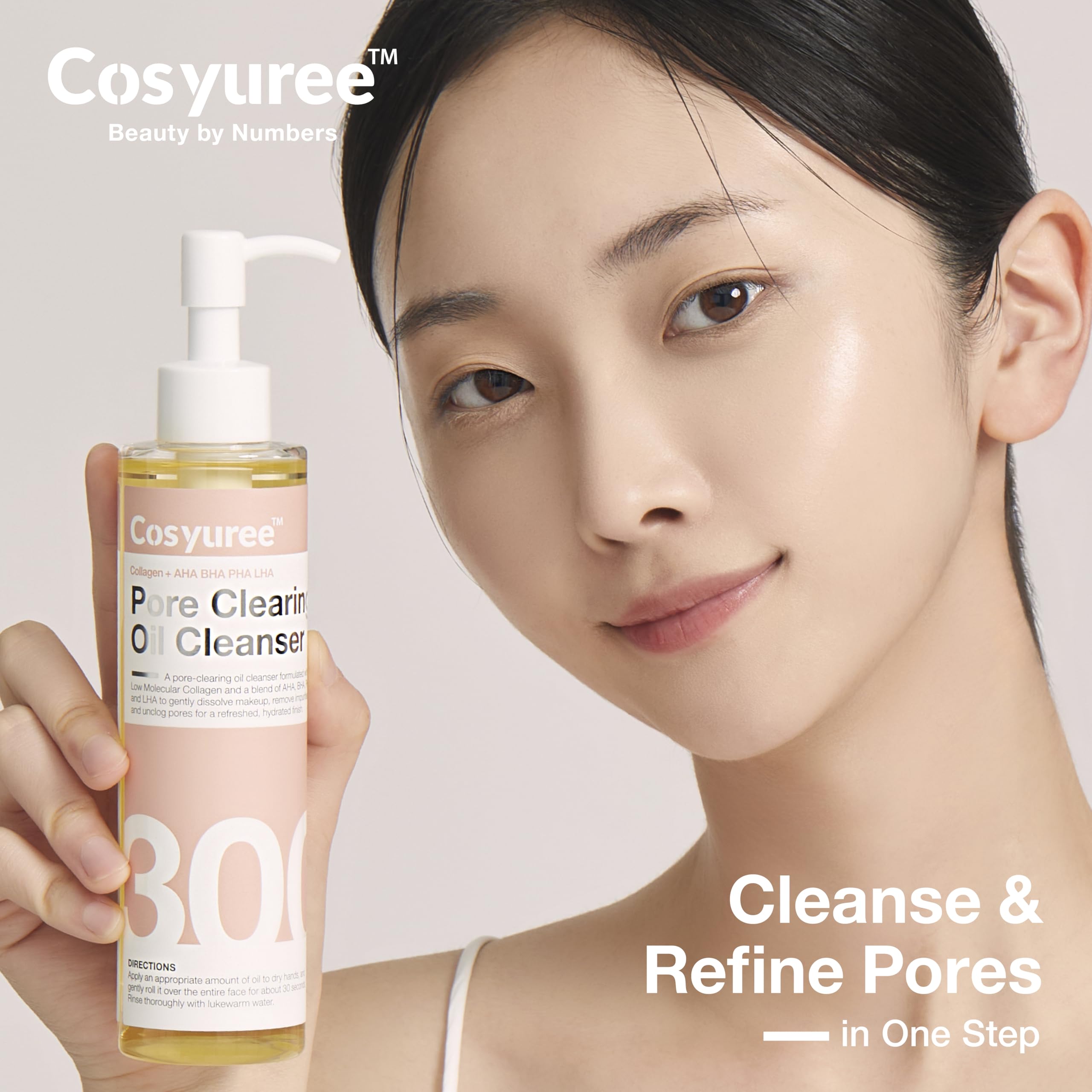 Cosyuree Collagen Pore Cleaning Oil Dispense highlights even distribution for gentle cleansing.