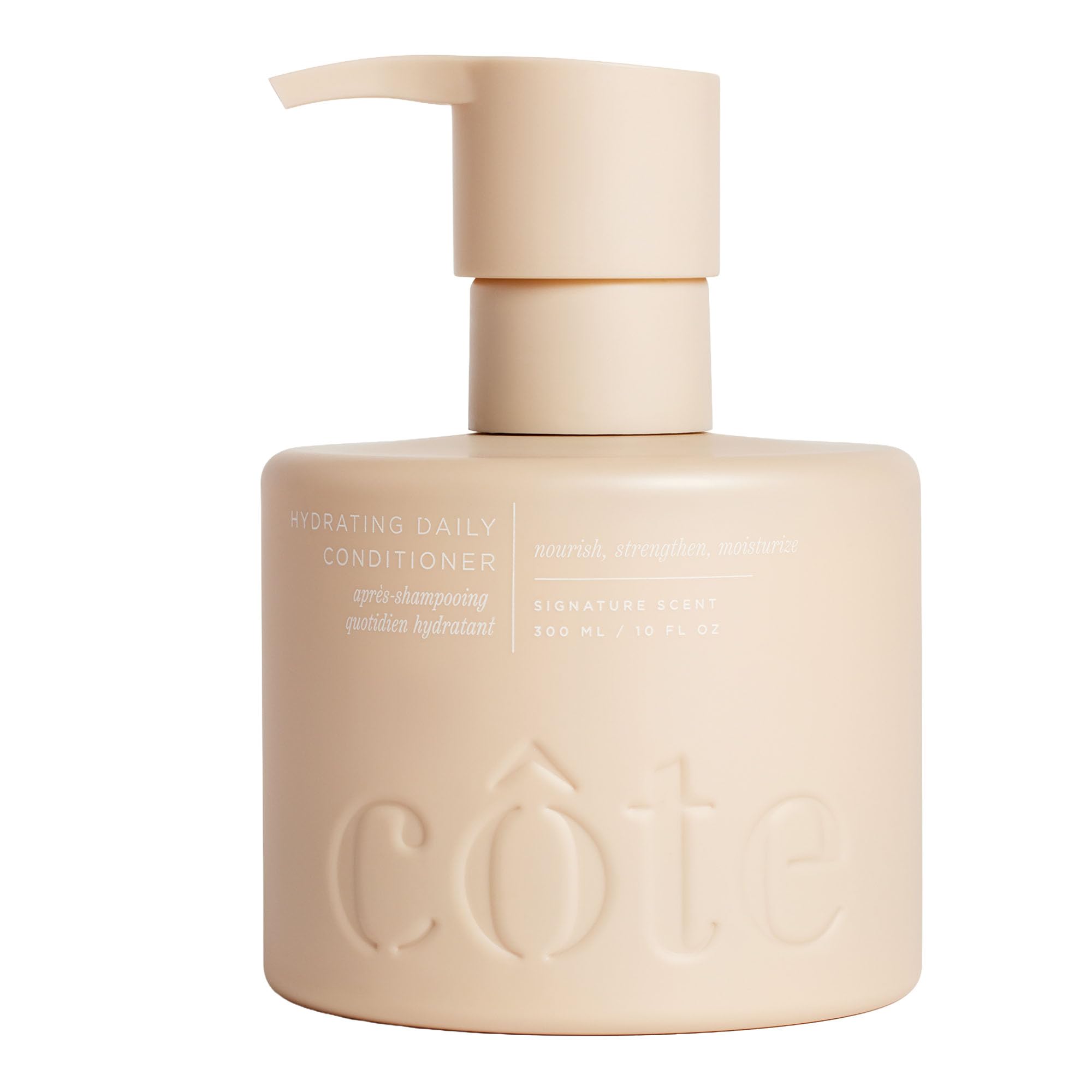 Cote Beauty Hydrating Conditioner bottle closeup for detangling and shine.
