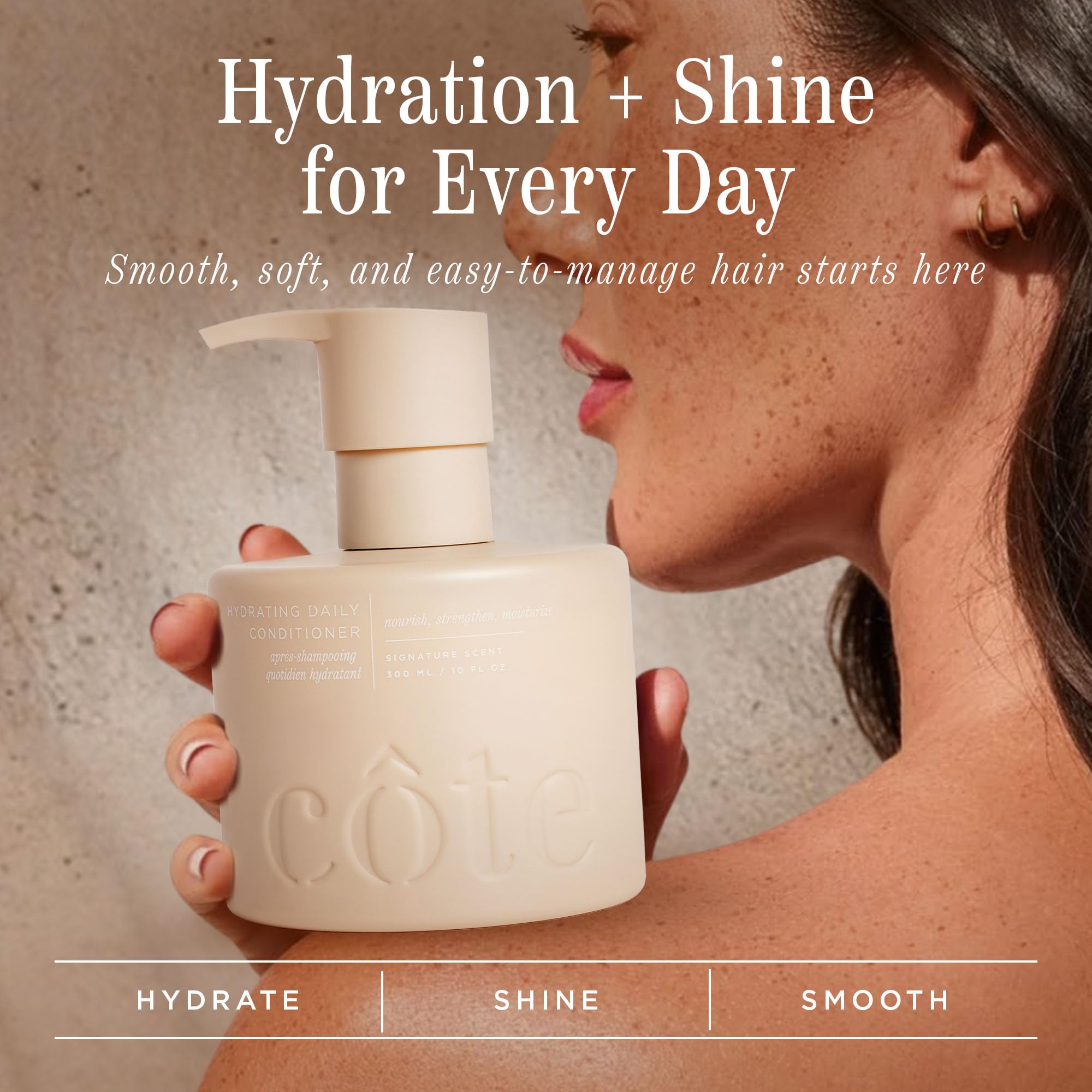 Cote Beauty Hydrating Conditioner pump dispenser for easy daily use.