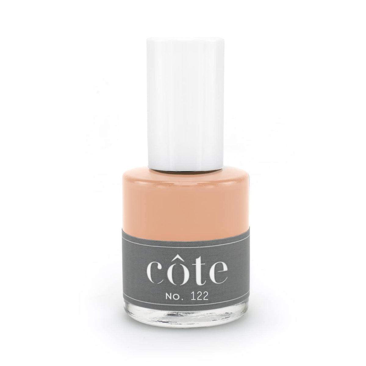 Cote Nail Polish No.122 Caramel Clay Brown bottle ready for a chic neutral manicure.