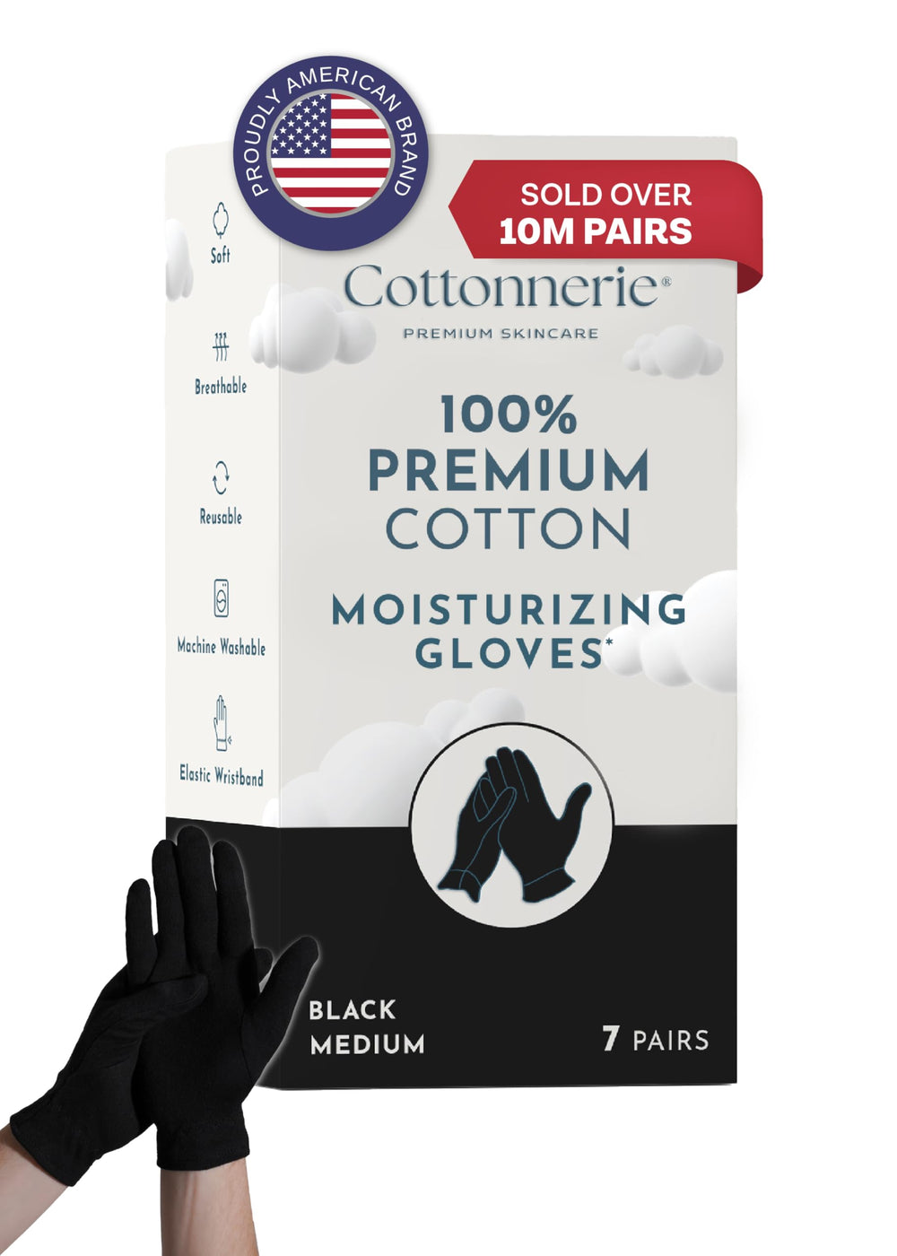 Cottonnerie overnight cotton gloves soothe dry hands with breathable fabric