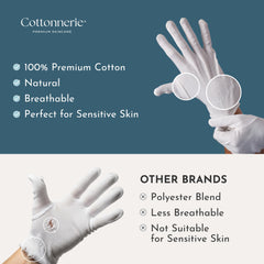 Cottonnerie reinforced-seams gloves provide durable fit during sleep