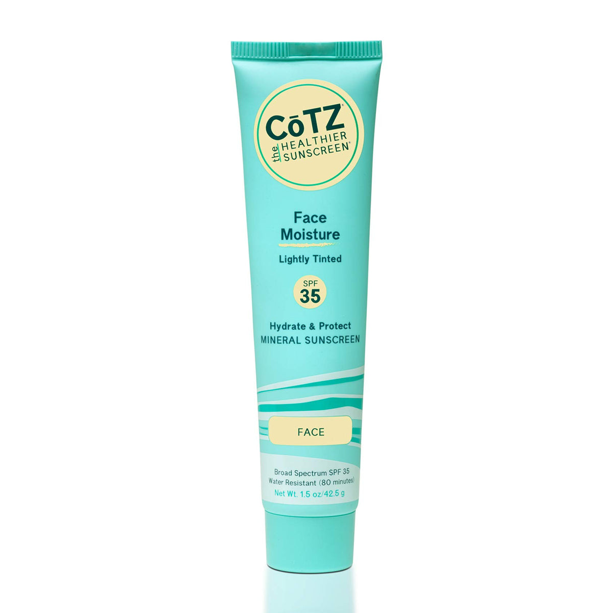 CoTZ Face Moisture Lightly Tint sunscreen bottle front shows SPF 35 and tint