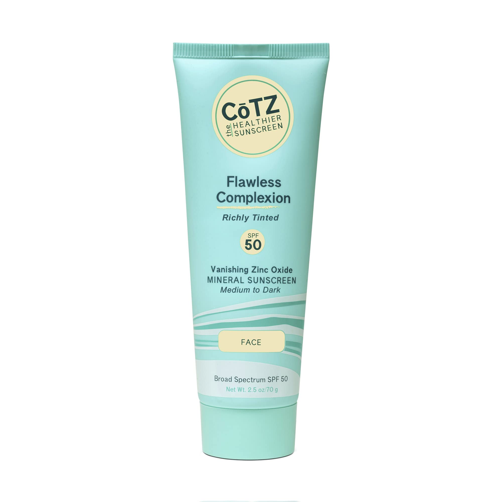 CoTZ Flawless Complexion tinted bottle for natural coverage and mineral SPF.