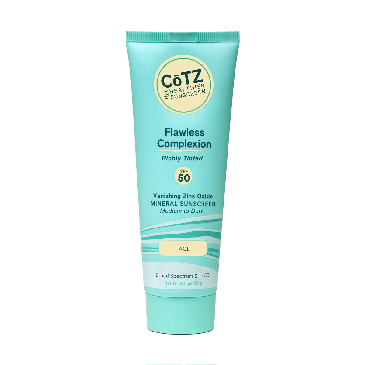 CoTZ Flawless Complexion tinted bottle for natural coverage and mineral SPF.