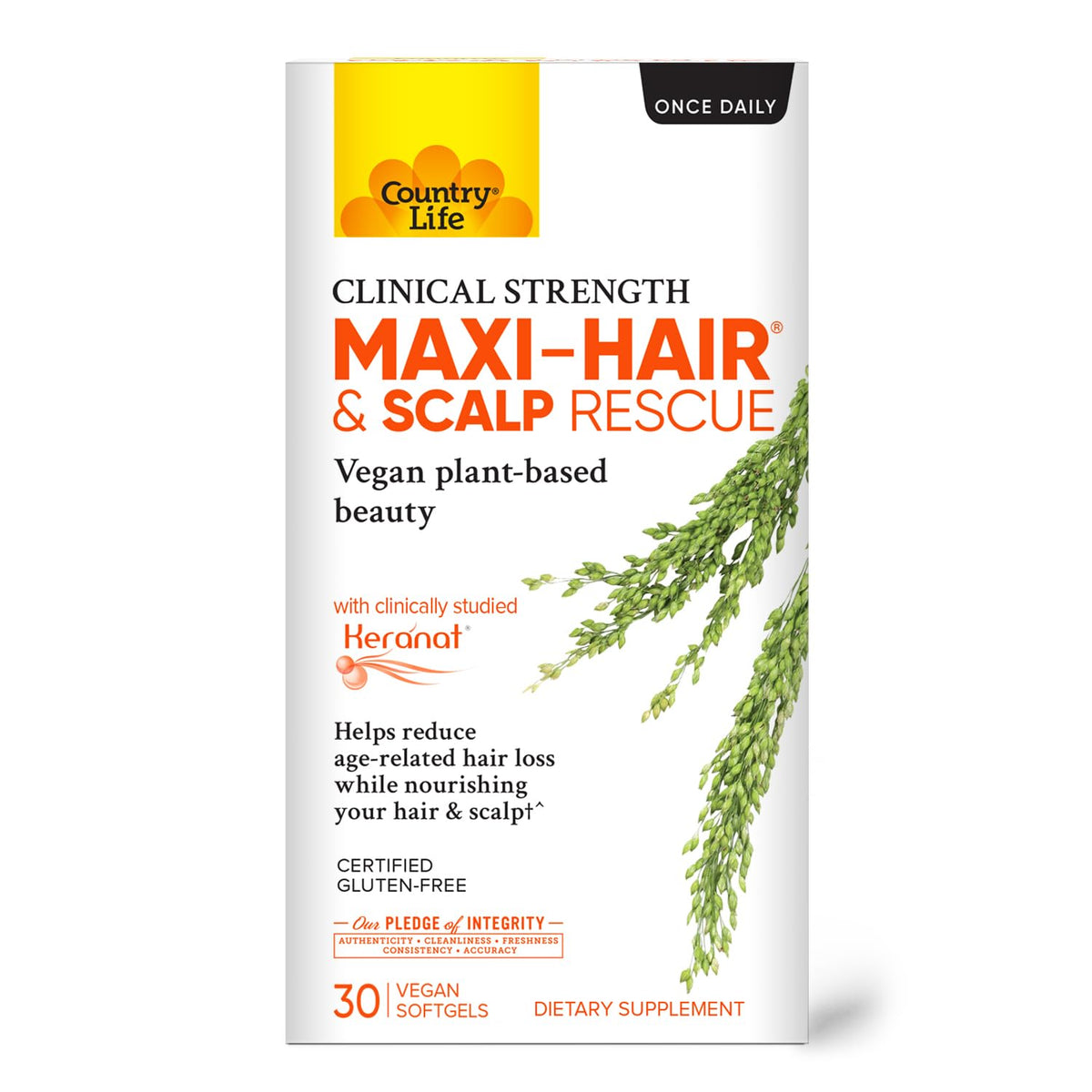 Country Life Maxi-Hair bottle promotes scalp nourishment for healthier-looking hair
