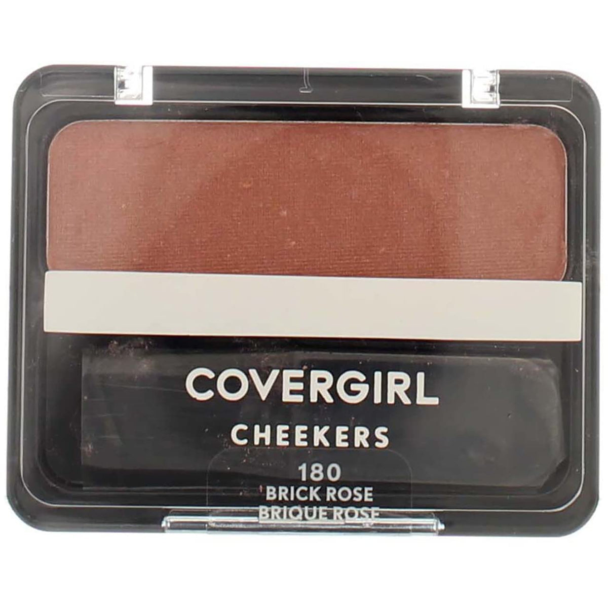 CoverGirl Cheekers Brick Rose blush compact open with natural glow finish