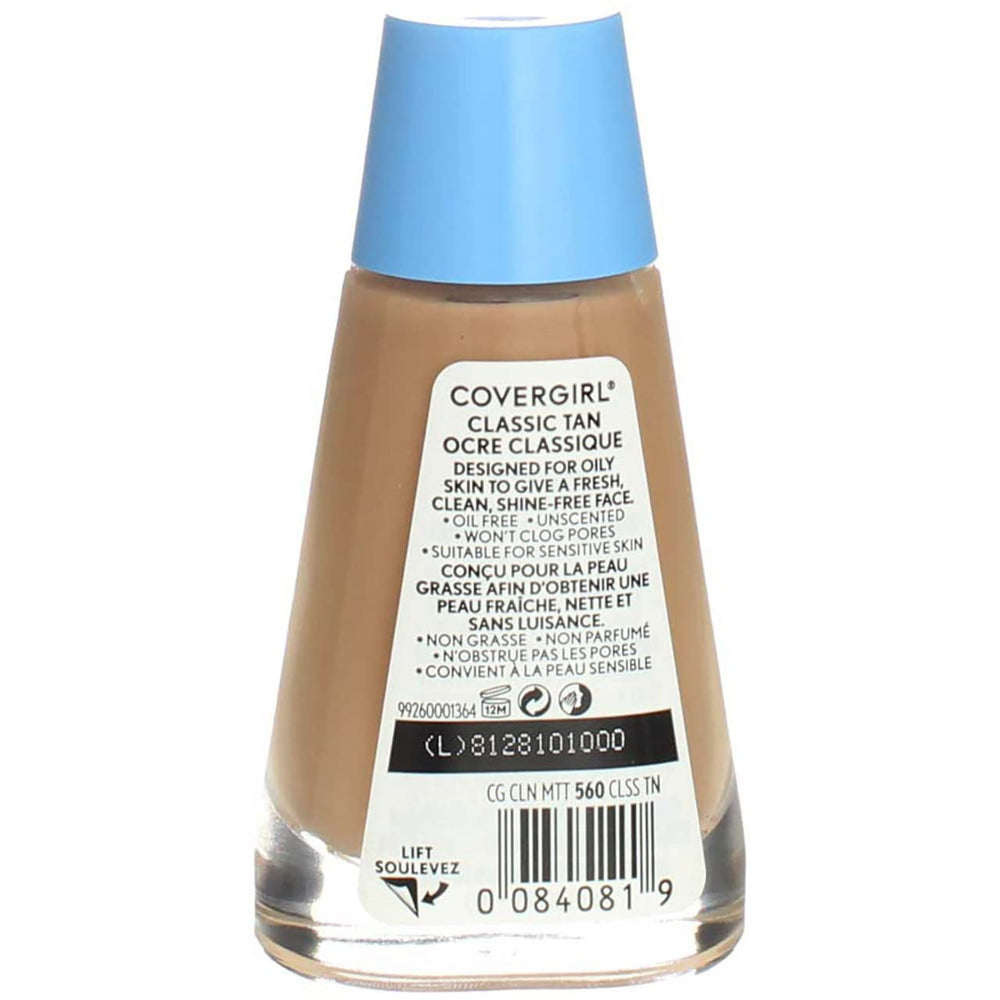 Texture close-up of CoverGirl Clean Classic Tan Matte 560 matte finish on skin