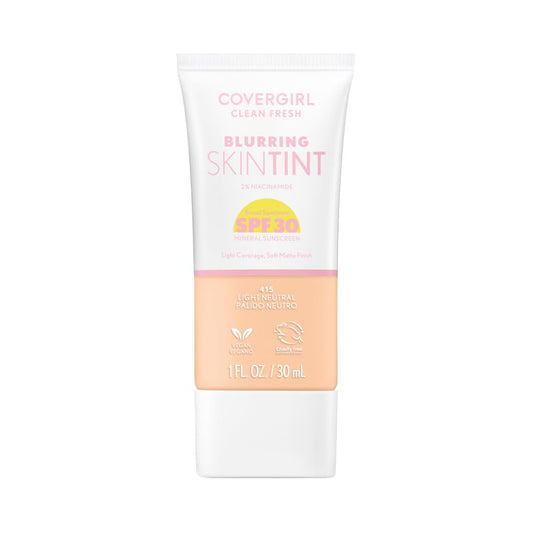 COVERGIRL Clean Fresh Blurring Skin Tint bottle closeup with SPF 30