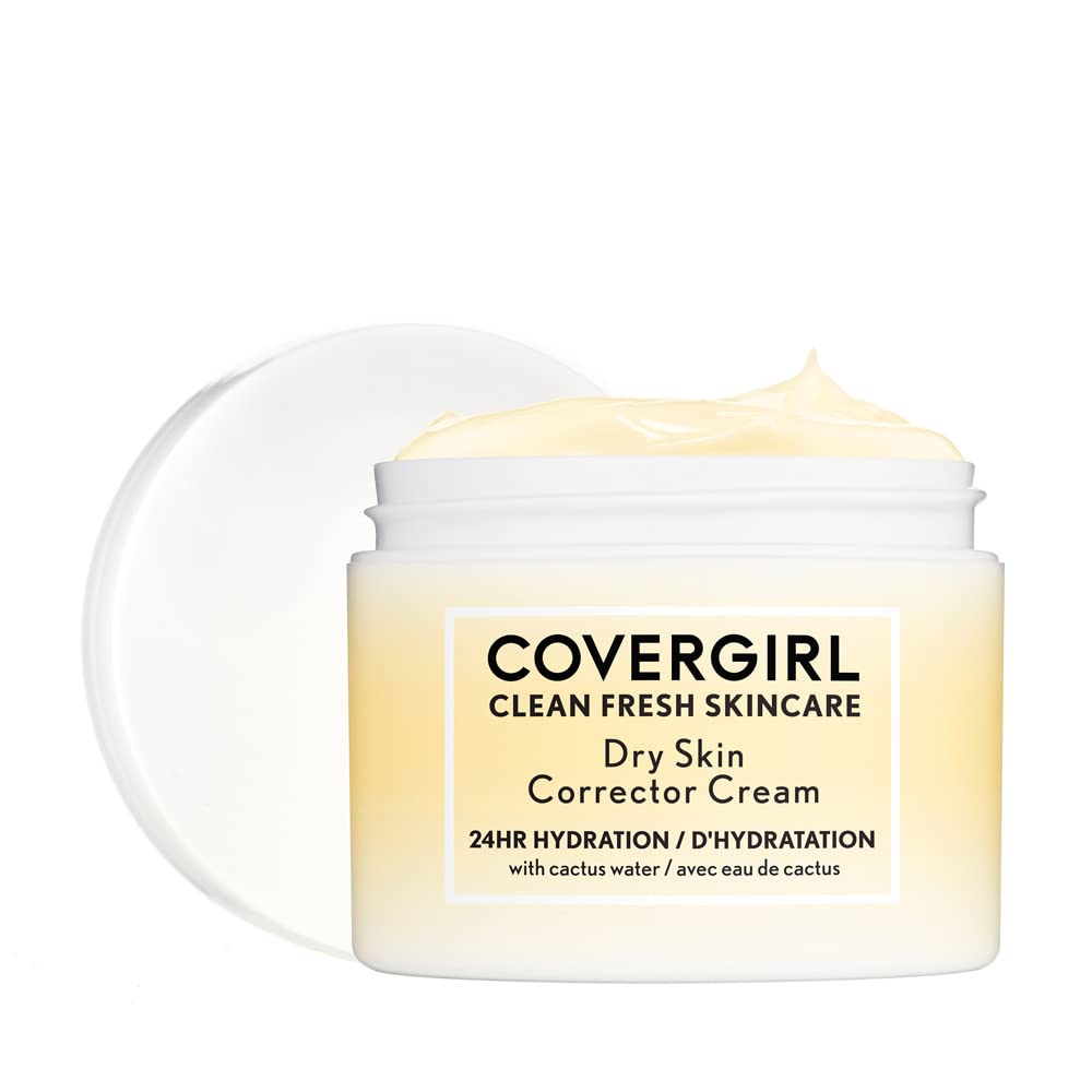 CoverGirl Clean Fresh Dry Skin Cream jar closeup showing non greasy hydration