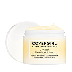 CoverGirl Clean Fresh Dry Skin Cream jar closeup showing non greasy hydration