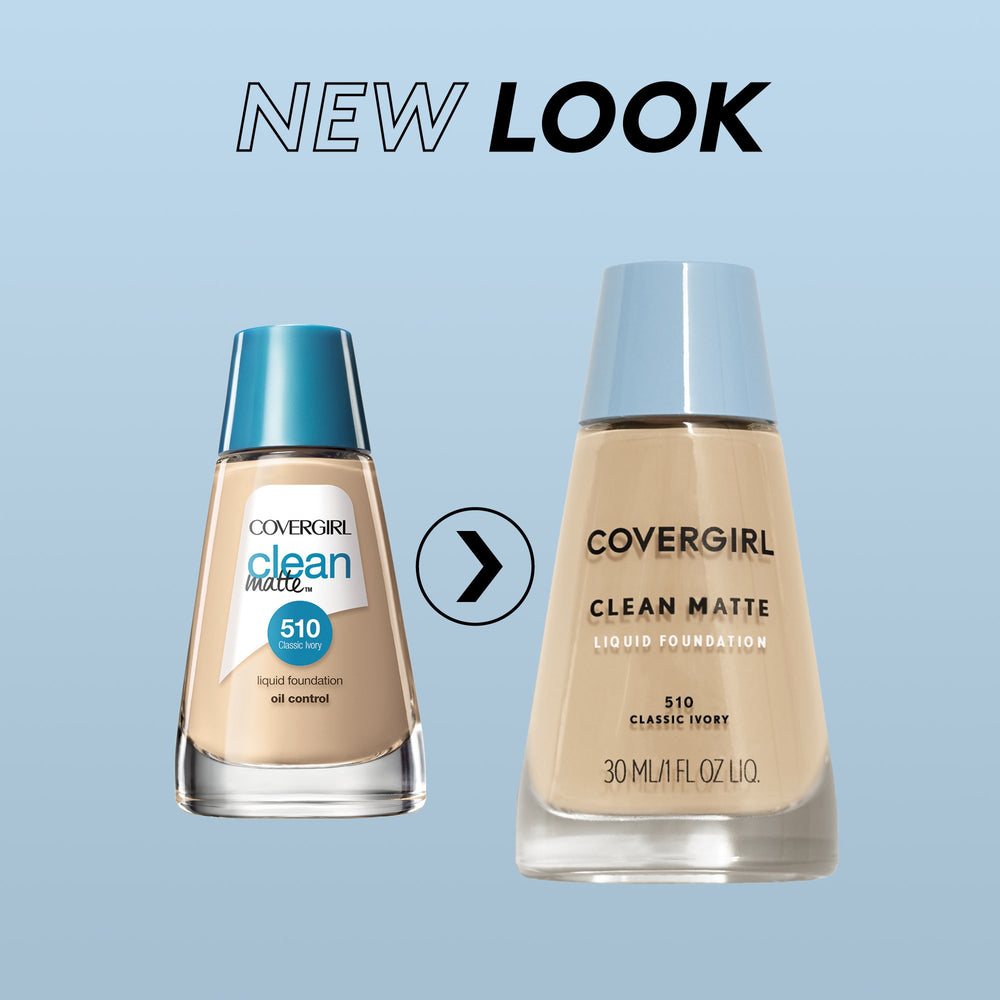 COVERGIRL Clean Matte Foundation 530 swatches on skin illustrate natural, lightweight coverage.