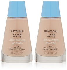 CoverGirl Clean Oil Control Liquid Makeup bottle close-up, matte oil-free coverage