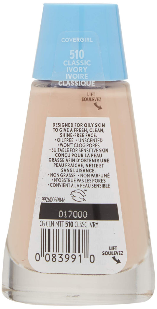 CoverGirl Clean Oil Control Liquid Makeup texture application highlights smooth finish