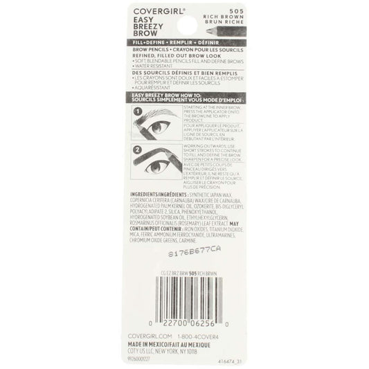 CoverGirl Easy Breezy Brow sharpener included for precise brow maintenance.
