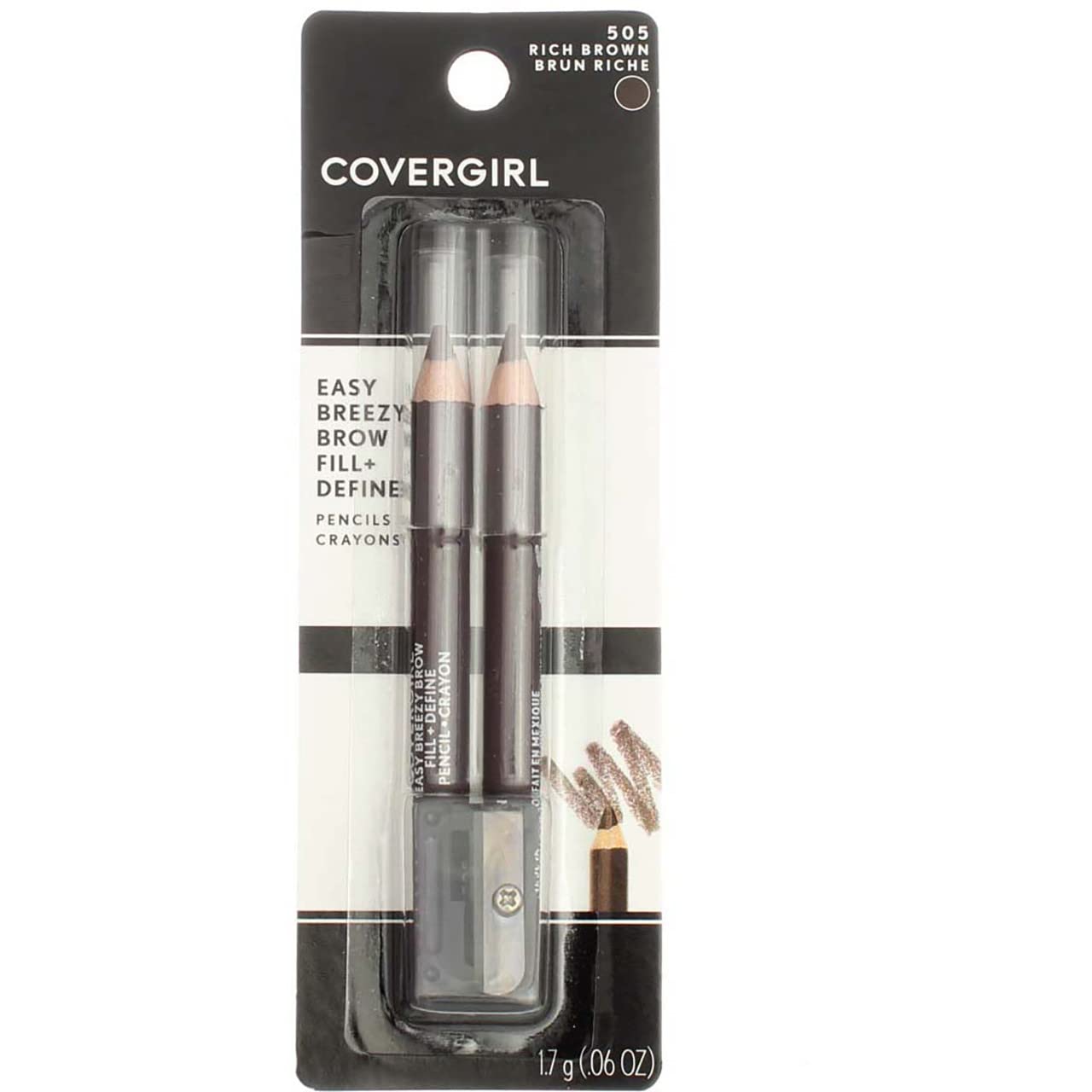 CoverGirl Easy Breezy Brow pencil in Rich Brown for natural brow fill and shaping.