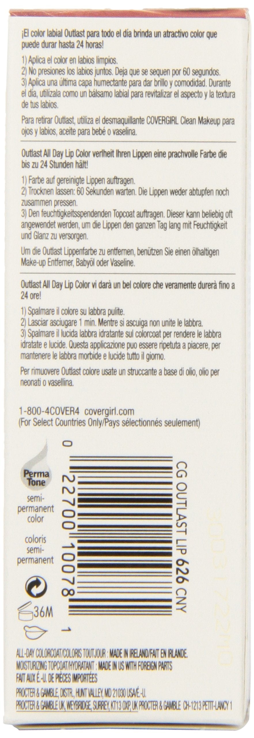 CoverGirl Outlast lipcolor Canyon 626 on lips shows lasting color and shine