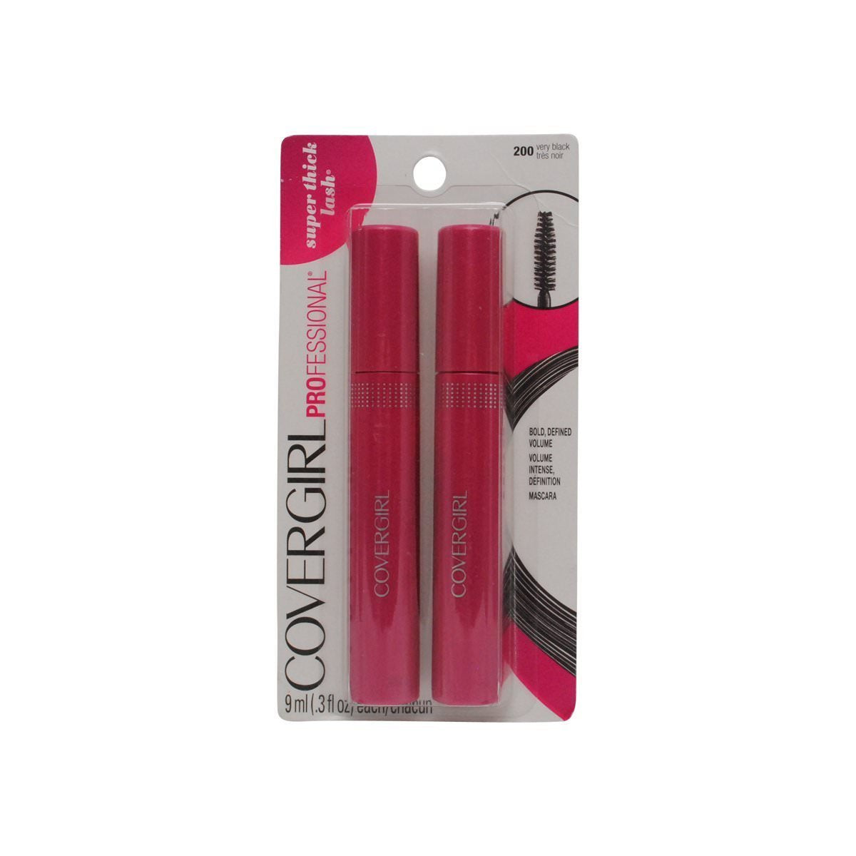 CoverGirl professional mascara packaging shown for travel-friendly use and shelf appeal.
