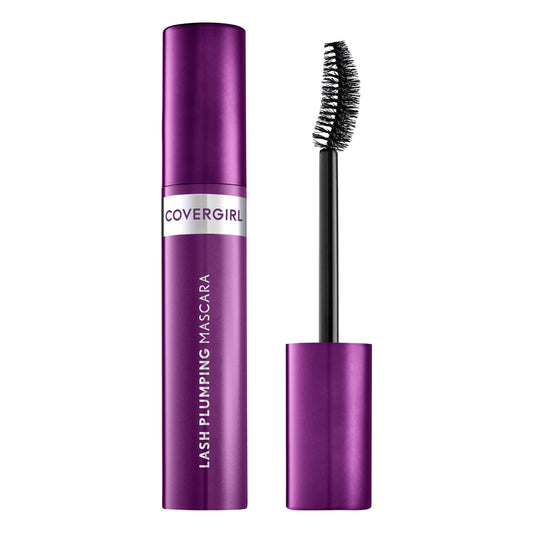 CoverGirl Simply Ageless mascara bottle close-up highlighting plumping formula for fuller lashes