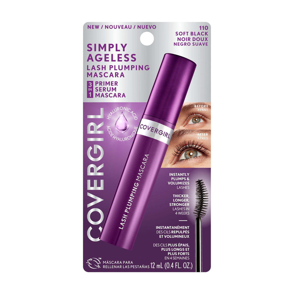 CoverGirl Simply Ageless curved-soft brush delivering defined, fluttery lashes