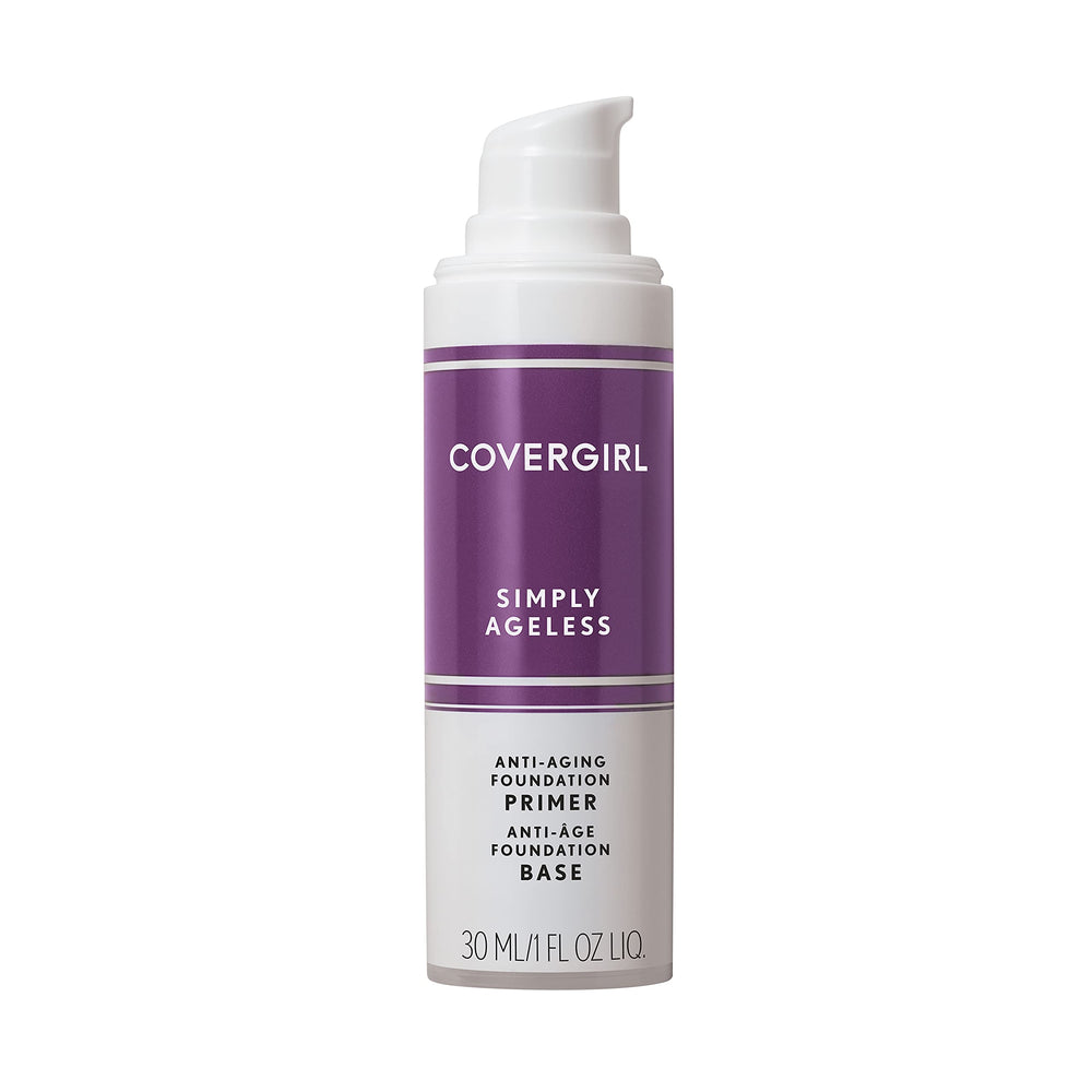 COVERGIRL Simply Ageless Serum Primer pump demonstrates even texture for seamless makeup application.