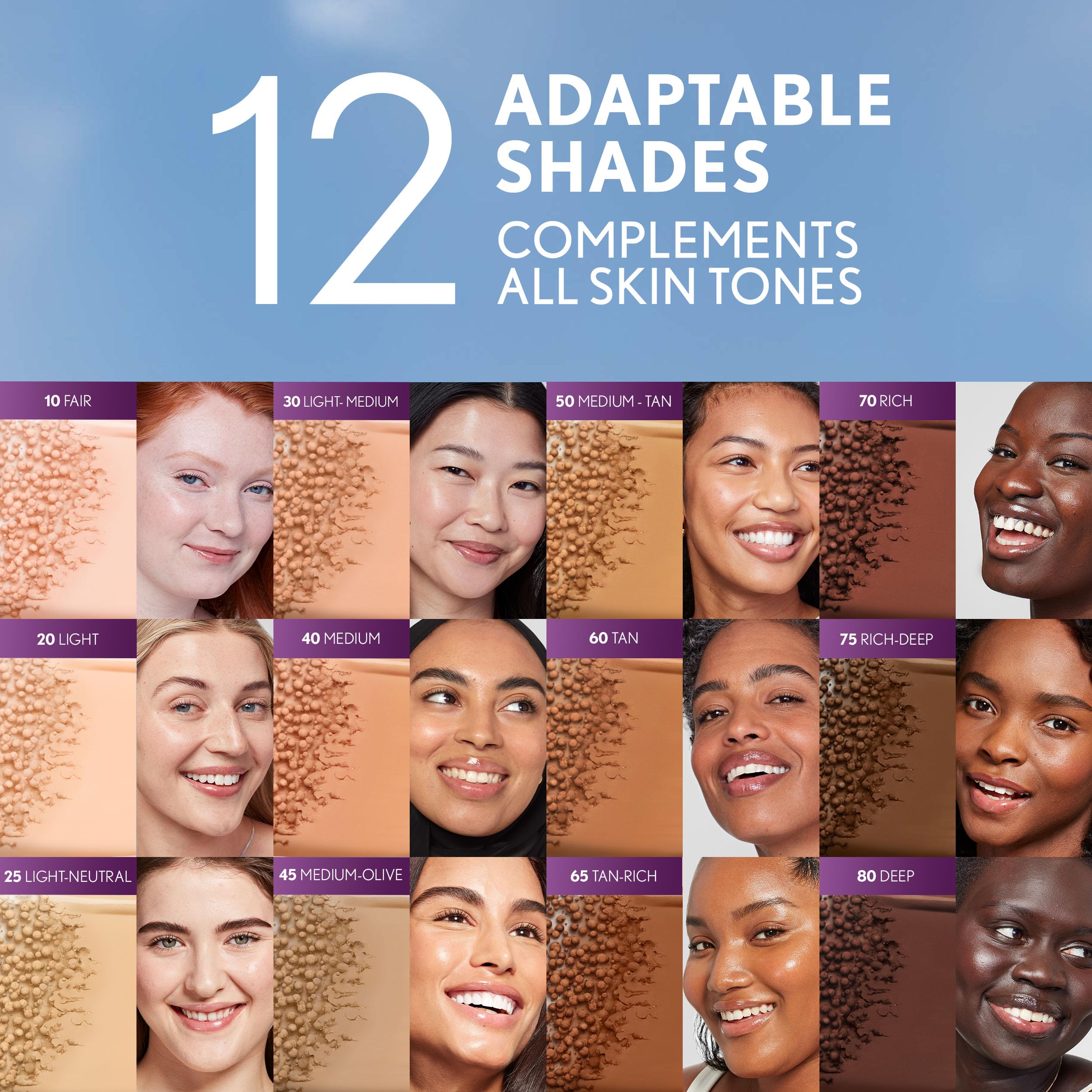 Sheer tint dries to a skin-like, breathable finish on skin.