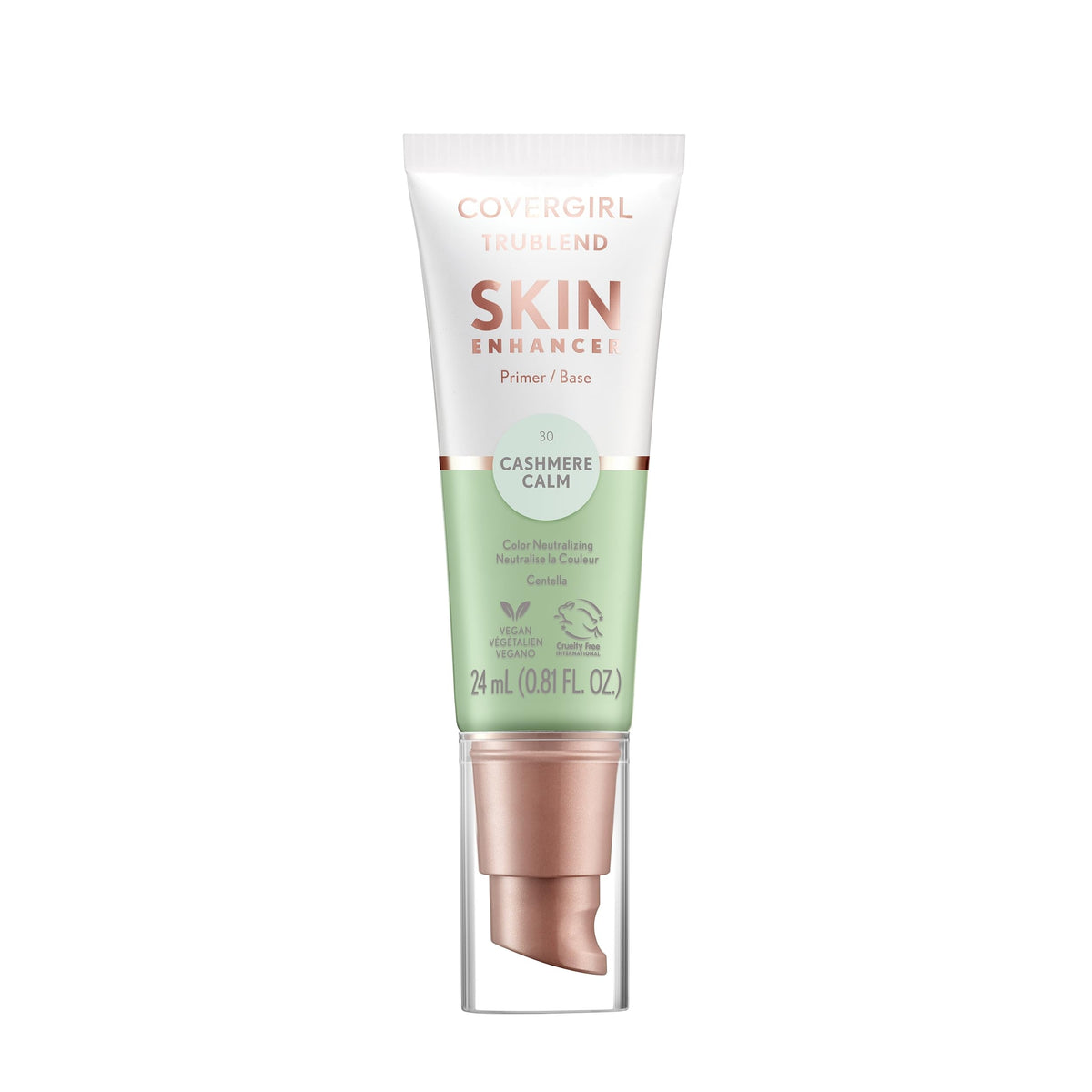 CoverGirl TruBlend Skin Enhancer Cashmere Calm bottle with pump for hydrated, even skin.