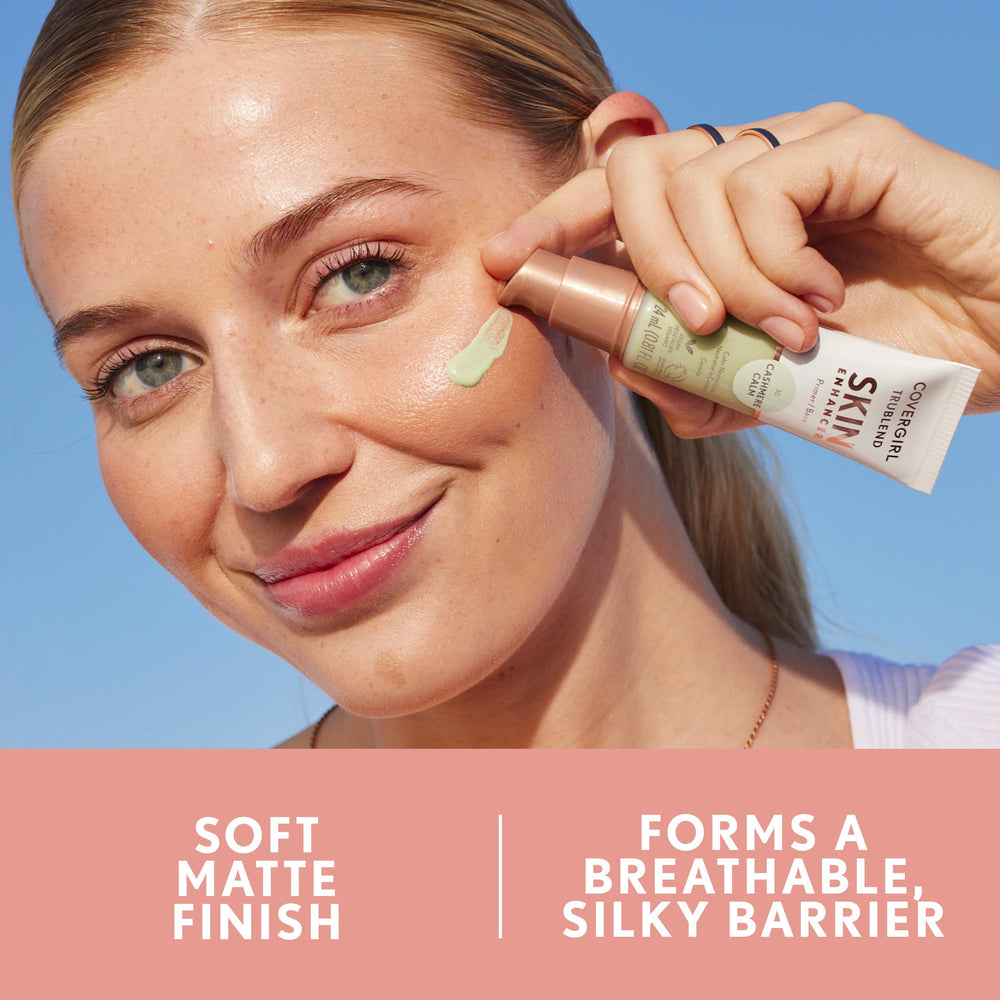 Tube close-up of CoverGirl TruBlend Cashmere Calm vegan primer.