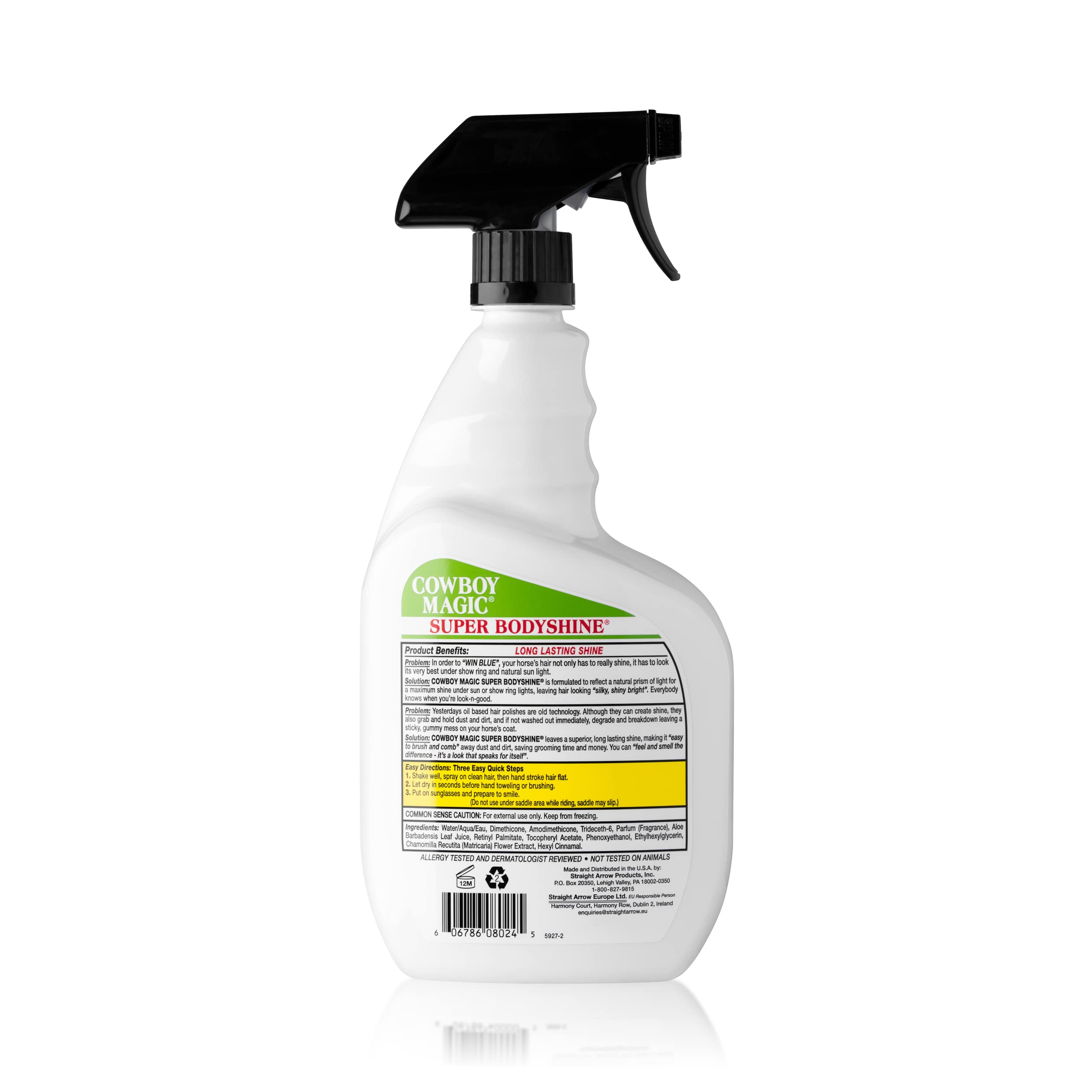 Cowboy Magic Super Body Shine on a horse mane for long-lasting silky finish