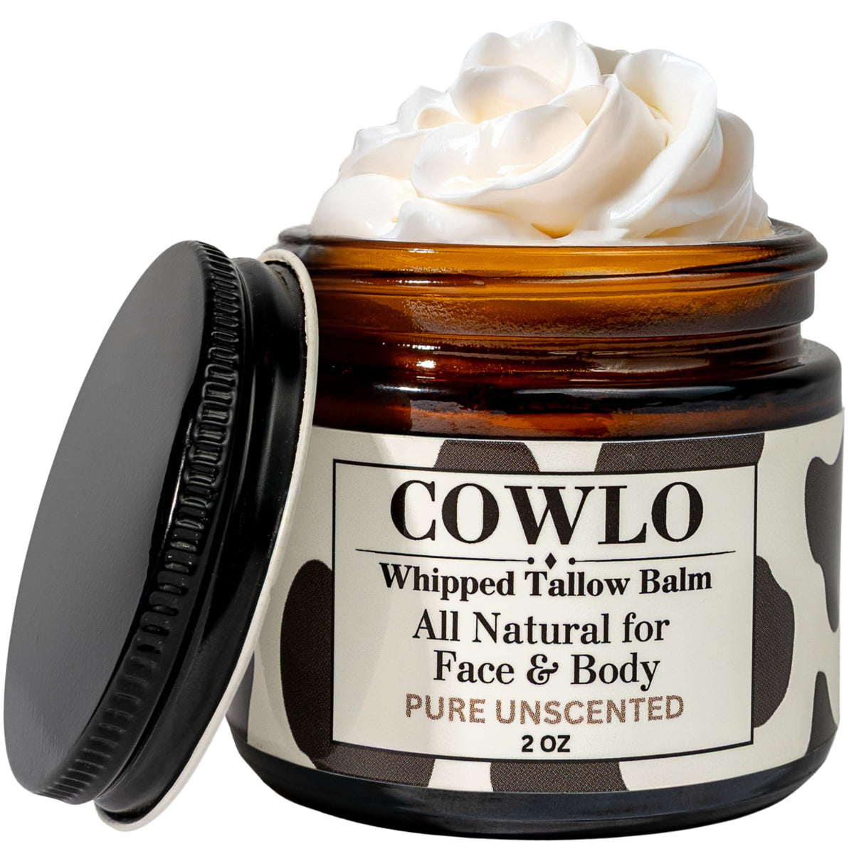 Cowlo whipped beef tallow face jar for fragrance-free hydration on sensitive skin