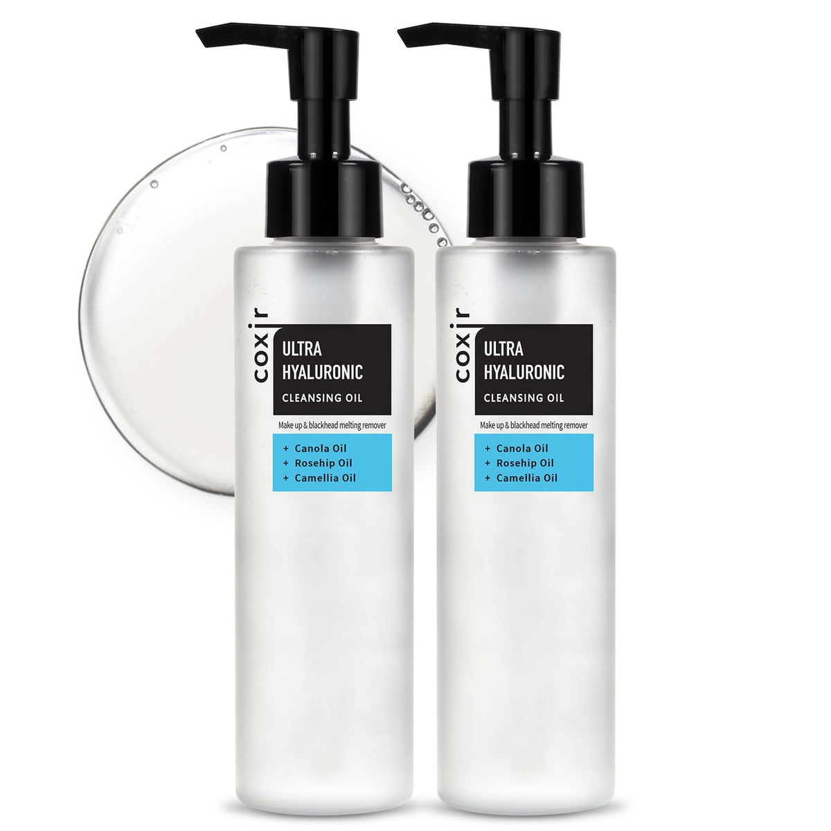 coxir Ultra Hyaluronic Cleansing Oil bottle for gentle, hydrating makeup removal