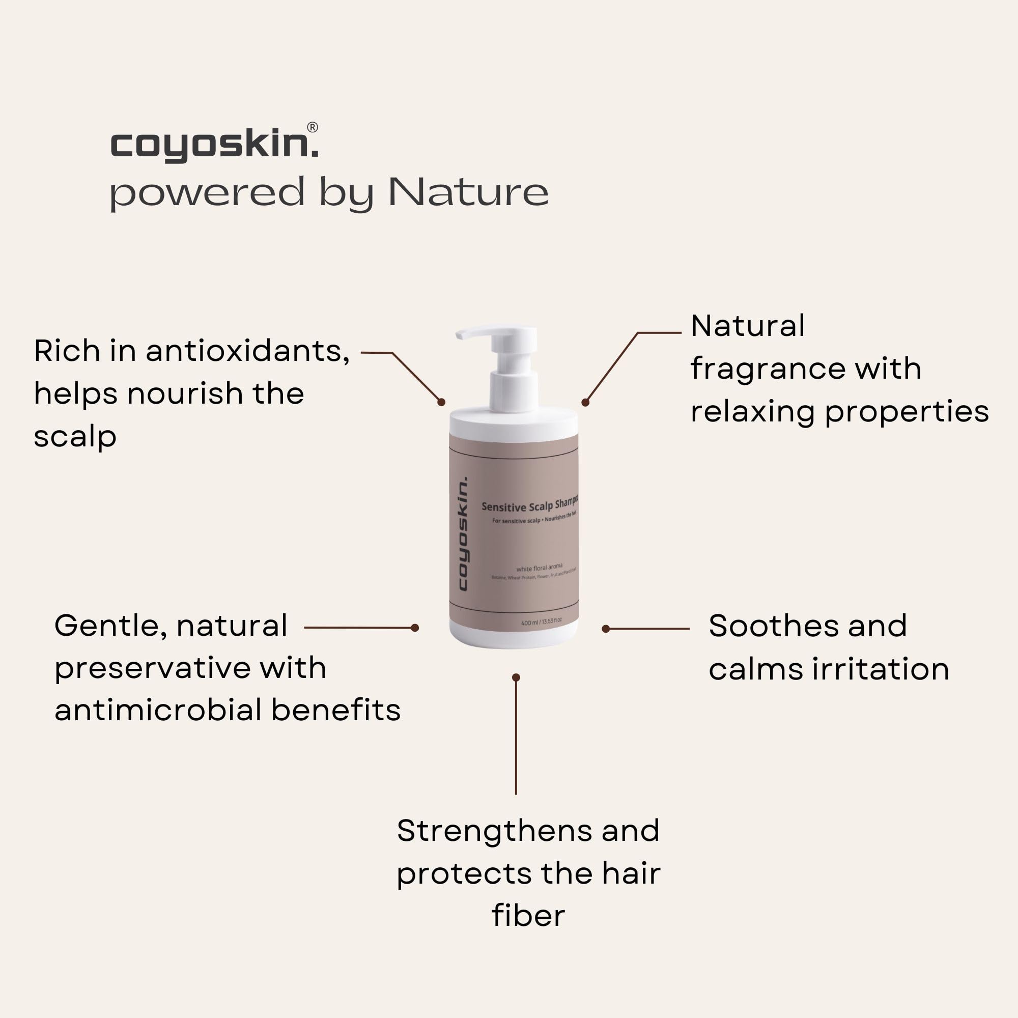 COYOSKIN Sensitive Scalp Shampoo color-treated hair being rinsed to help preserve color.