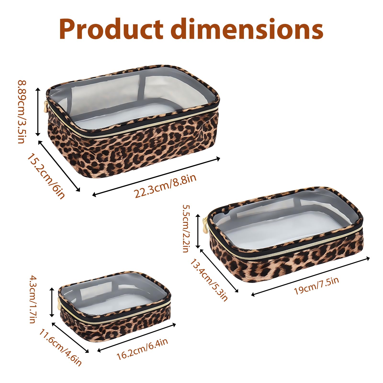 Cozomga Clear Makeup Bags small, medium, large keep lip balms and mascaras organized.