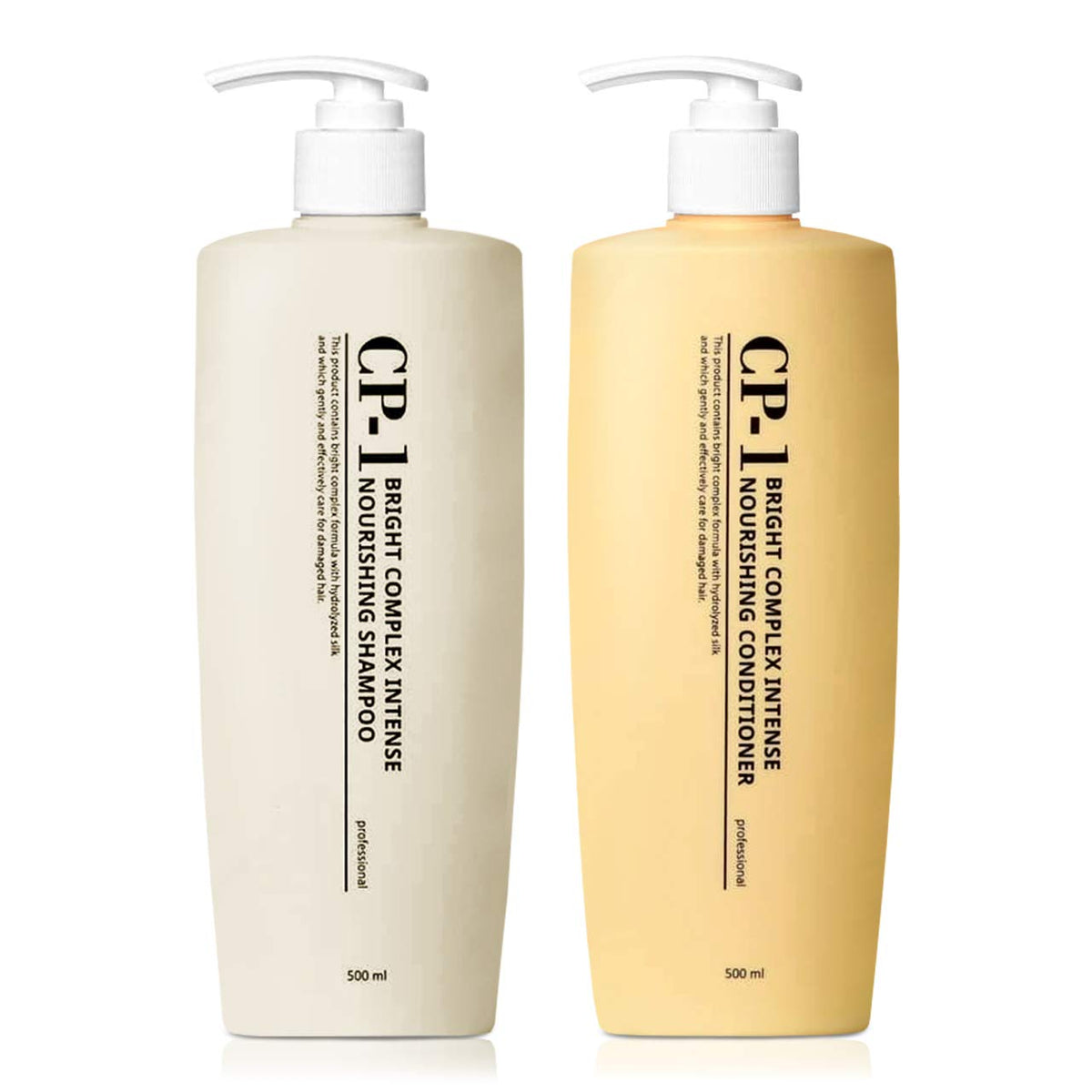 CP-1 Nourishing Shampoo bottle showing gentle care for dry, damaged hair with silk complex.